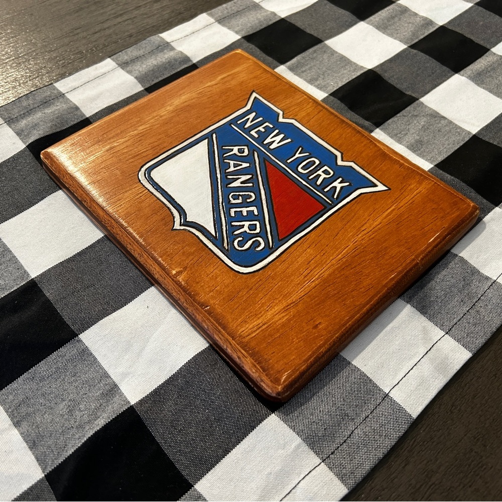 New York Rangers Wood Burned Plaque
